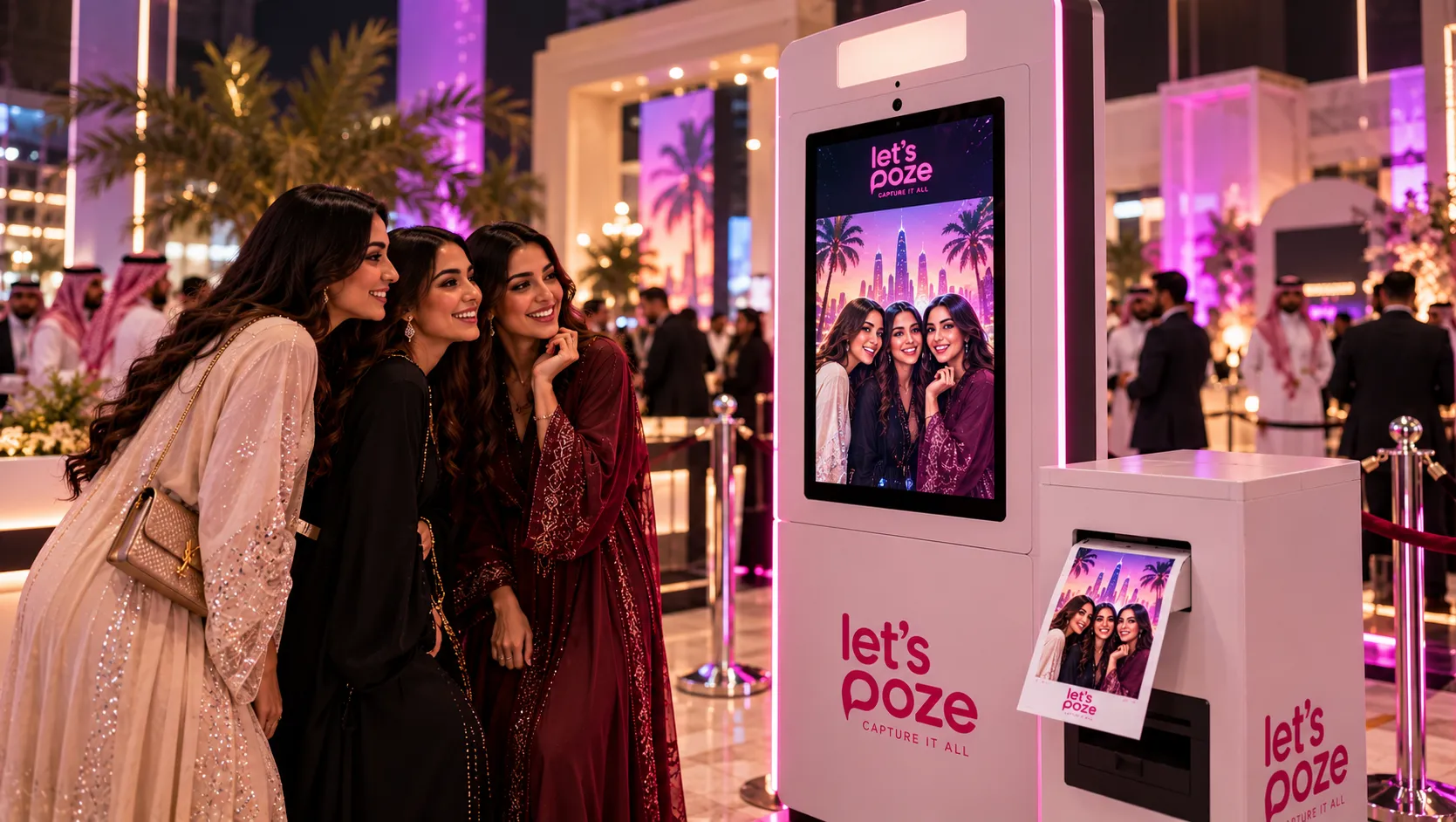 Photo booth rental experience at a premium event in Saudi Arabia