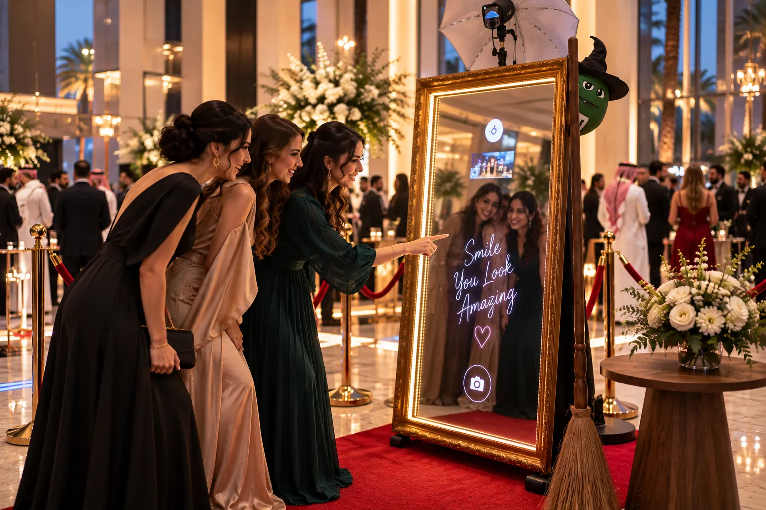 Selfie mirror photo booth experience at a premium event in Saudi Arabia